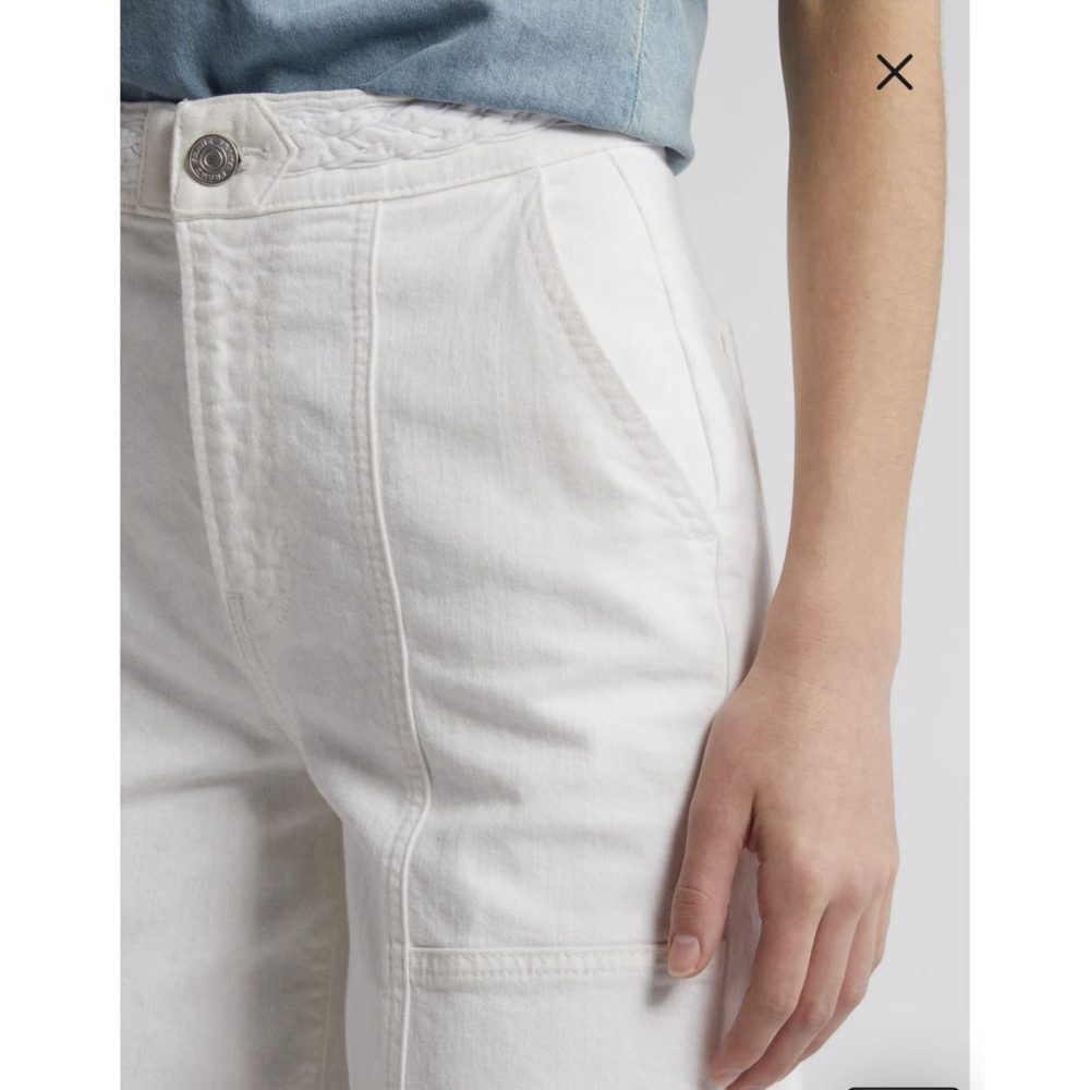 NWT FRAME Braided Wide Leg Jeans Women's Sz:32 White Waist High Rise - Picture 4 of 16